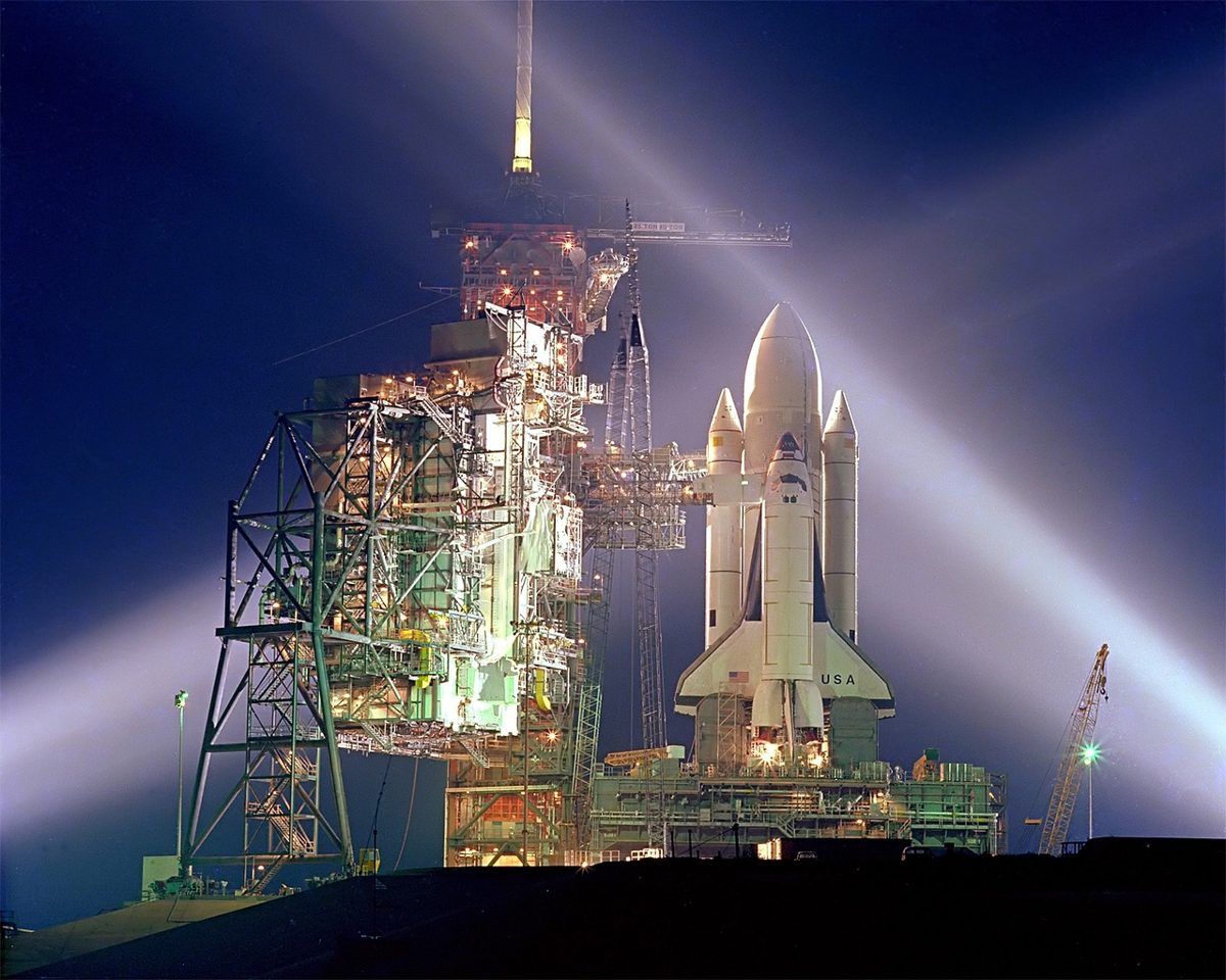 columbia, cape canaveral, florida, rocket, evening, nasa, outside, launch pad, space shuttle, spaceship, beautiful, ligh